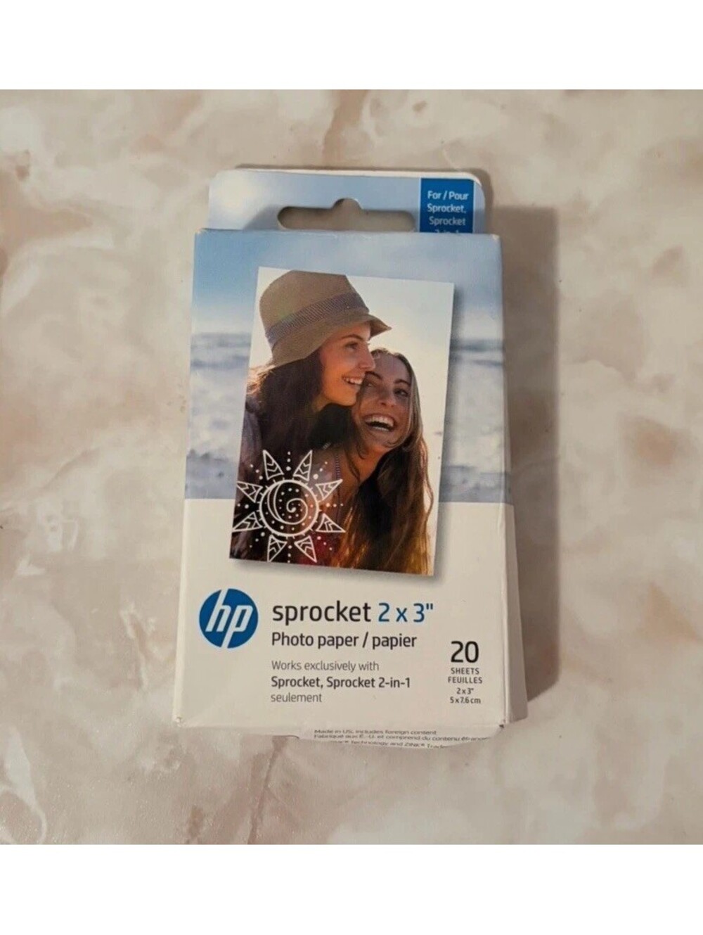 HP Sprocket Zink Photo Paper 2x3" for HP Sprocket Photo Printers, 20 Sheets